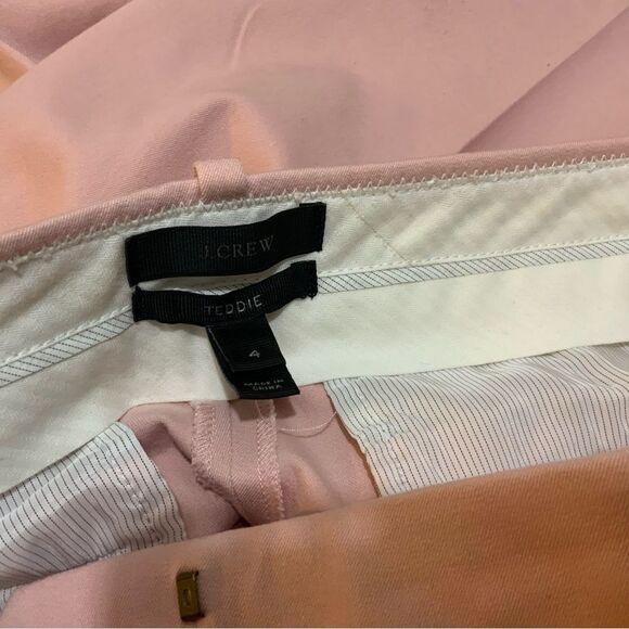J. Crew Teddie Pants Womens Sz 4 Tall Crop Stretch Flat Front Zip Pockets - Picture 7 of 9